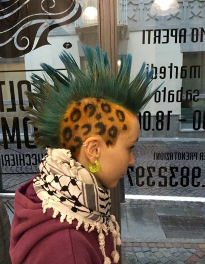 Hairstylist parrucchieri a Caluso La Folta Chioma - capelli stravaganti a forma di cresta e a macchia di leopardo